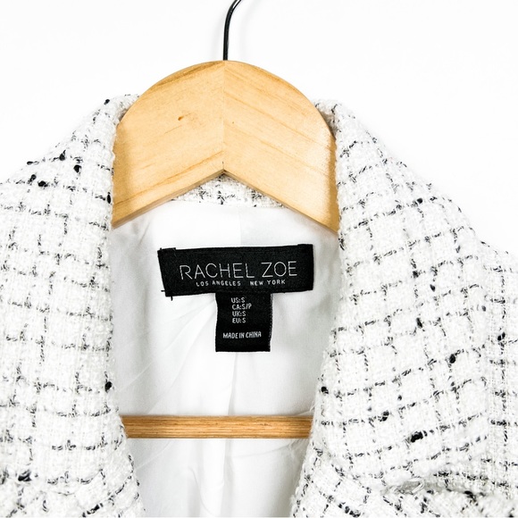 Rachel Zoe double breasted tweed white black blazer size small - Picture 4 of 6